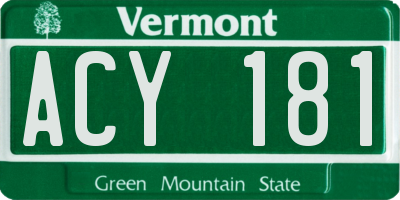 VT license plate ACY181