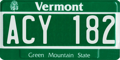VT license plate ACY182