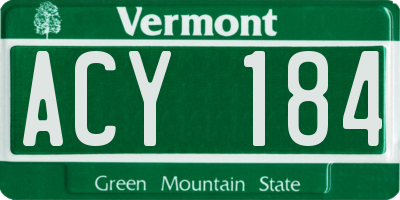 VT license plate ACY184