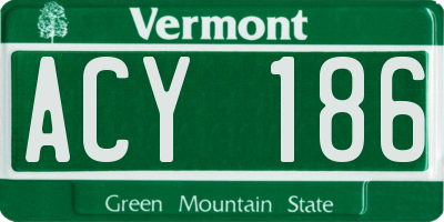 VT license plate ACY186