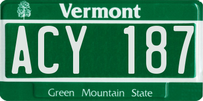 VT license plate ACY187