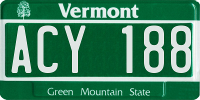 VT license plate ACY188