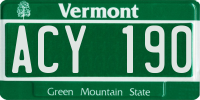 VT license plate ACY190