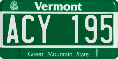 VT license plate ACY195