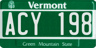 VT license plate ACY198