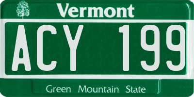 VT license plate ACY199