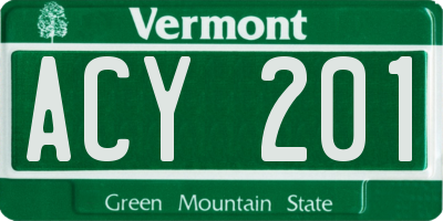 VT license plate ACY201