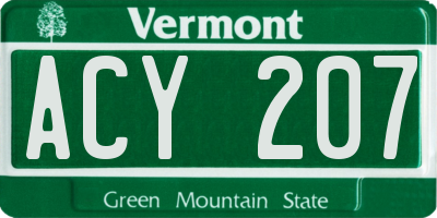 VT license plate ACY207