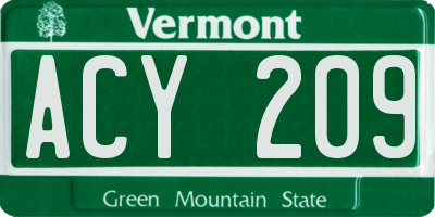 VT license plate ACY209