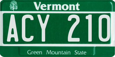 VT license plate ACY210