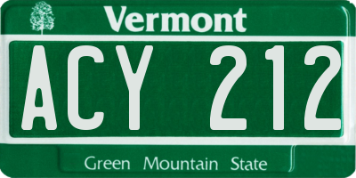 VT license plate ACY212