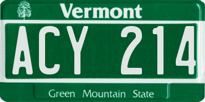 VT license plate ACY214