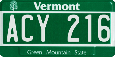 VT license plate ACY216