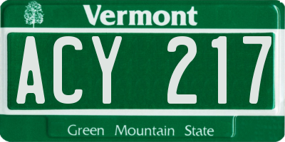 VT license plate ACY217
