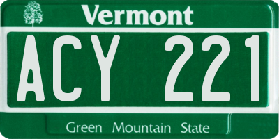 VT license plate ACY221