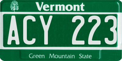 VT license plate ACY223