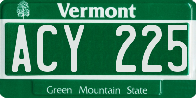 VT license plate ACY225