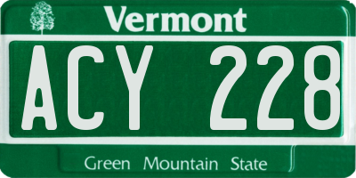 VT license plate ACY228