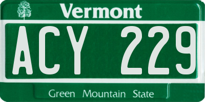 VT license plate ACY229
