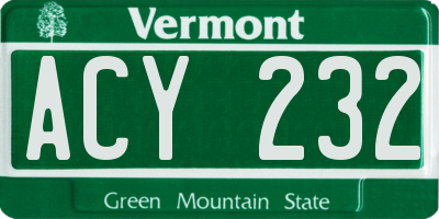VT license plate ACY232