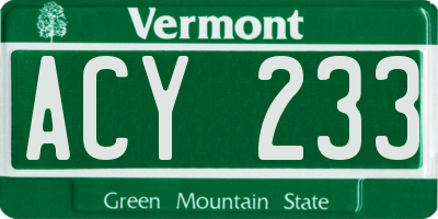 VT license plate ACY233