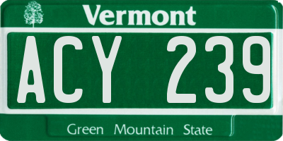 VT license plate ACY239