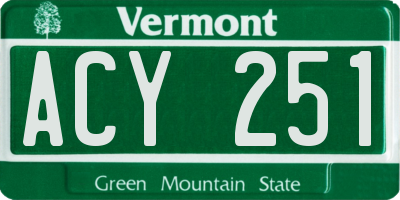 VT license plate ACY251