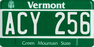 VT license plate ACY256