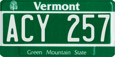VT license plate ACY257