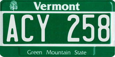 VT license plate ACY258