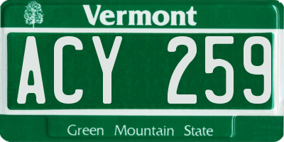 VT license plate ACY259