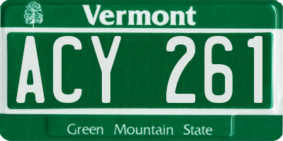 VT license plate ACY261