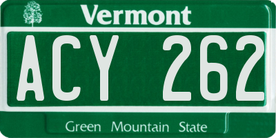 VT license plate ACY262