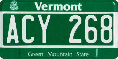 VT license plate ACY268