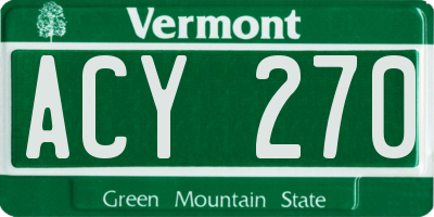VT license plate ACY270