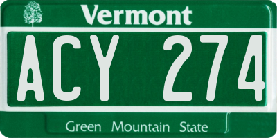 VT license plate ACY274