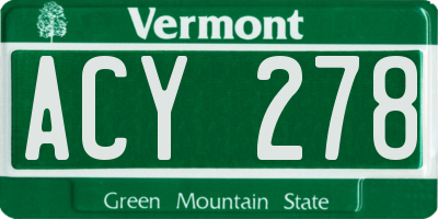 VT license plate ACY278