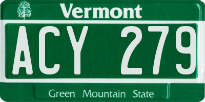 VT license plate ACY279