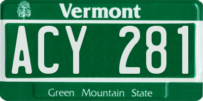 VT license plate ACY281