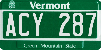 VT license plate ACY287