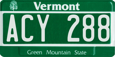 VT license plate ACY288
