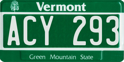 VT license plate ACY293