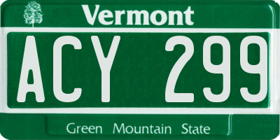 VT license plate ACY299