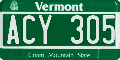 VT license plate ACY305