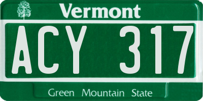 VT license plate ACY317