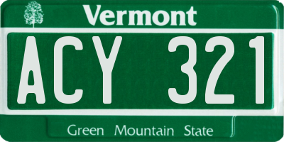 VT license plate ACY321