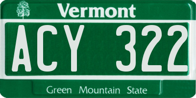 VT license plate ACY322