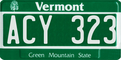 VT license plate ACY323