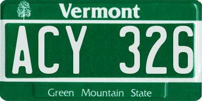 VT license plate ACY326