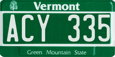 VT license plate ACY335